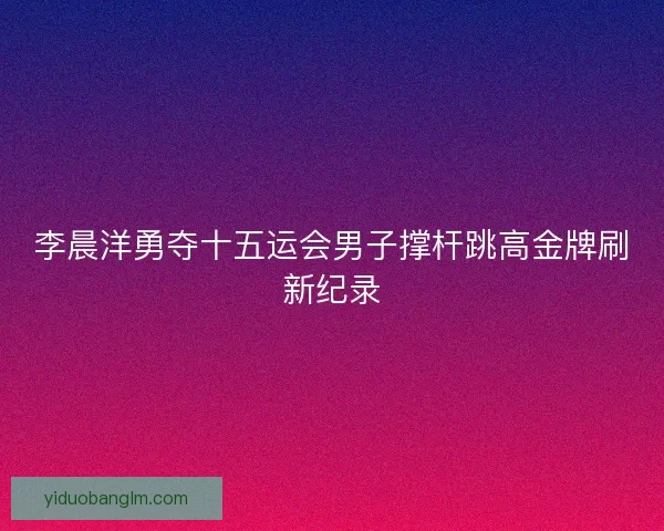 李晨洋勇夺十五运会男子撑杆跳高金牌刷新纪录